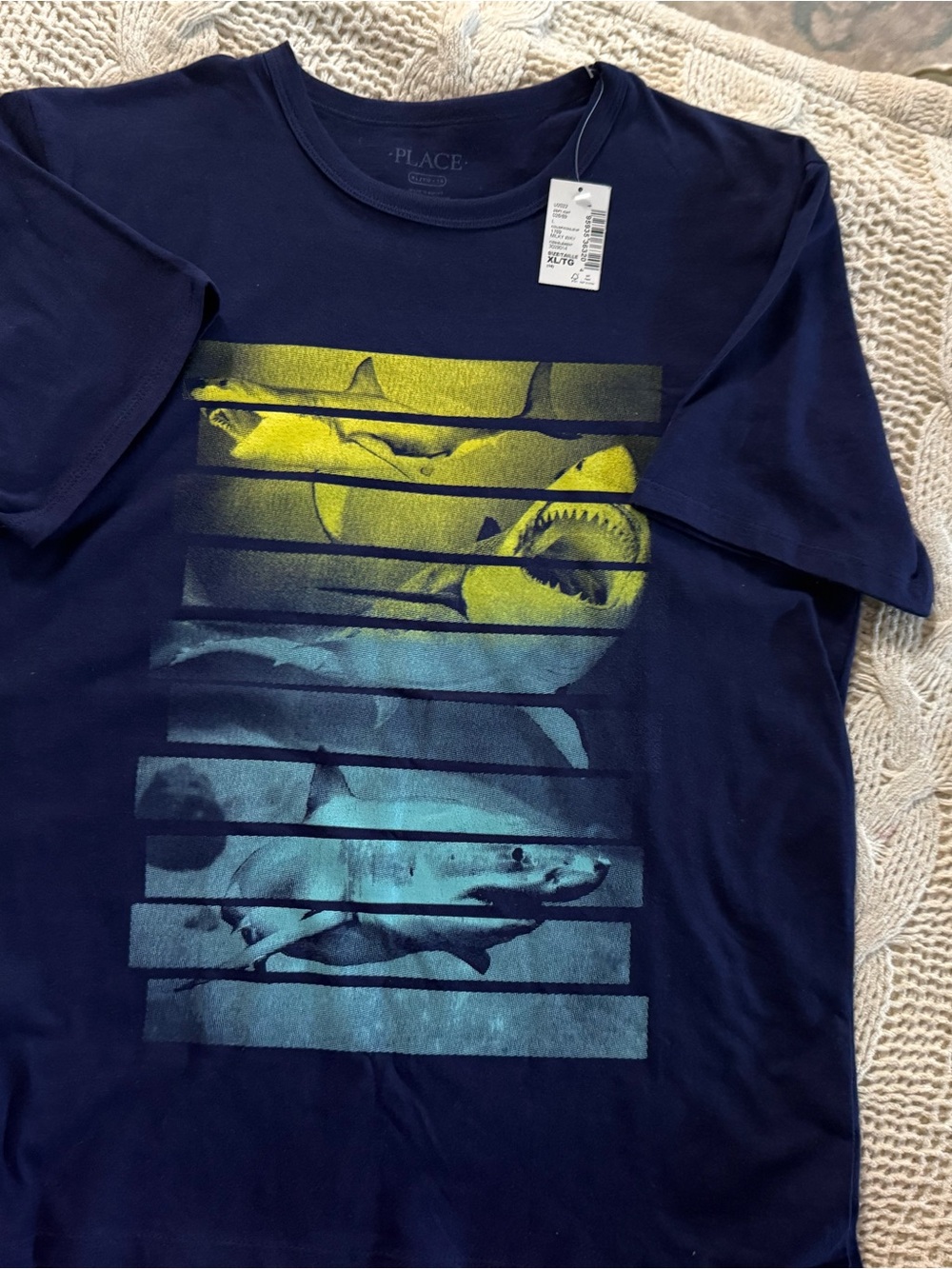 Boys Navy Shark Graphic Tee